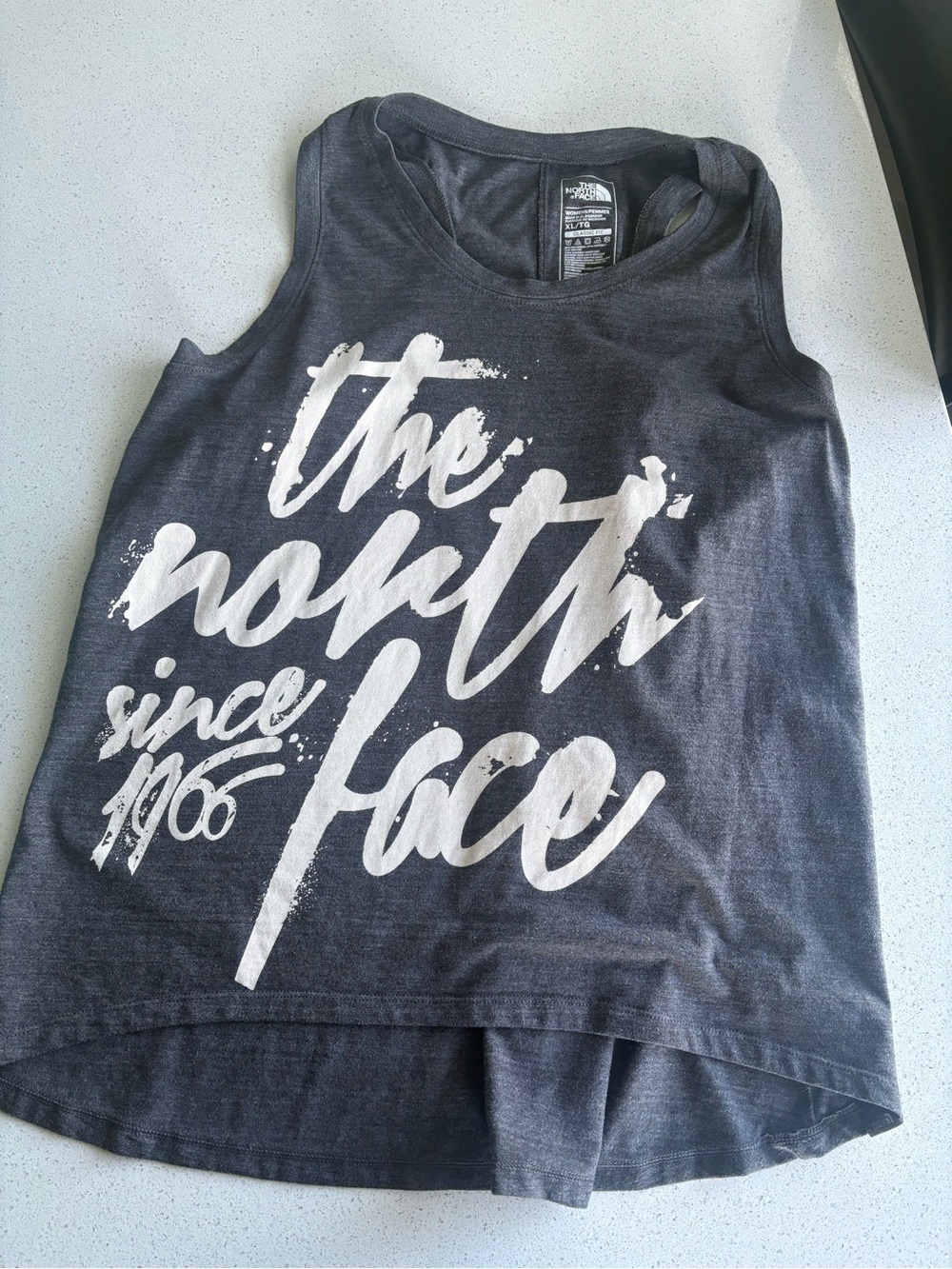 The North Face woman’s Charcoal Gray Graphic Tank Top